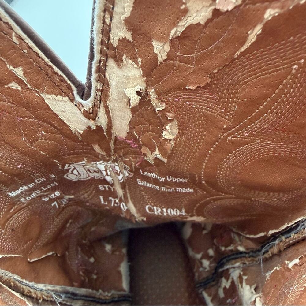 Justin Boots Women’s QuickDraw Western Boots in Chocolate Brown Pink Stitching - Picture 11 of 14